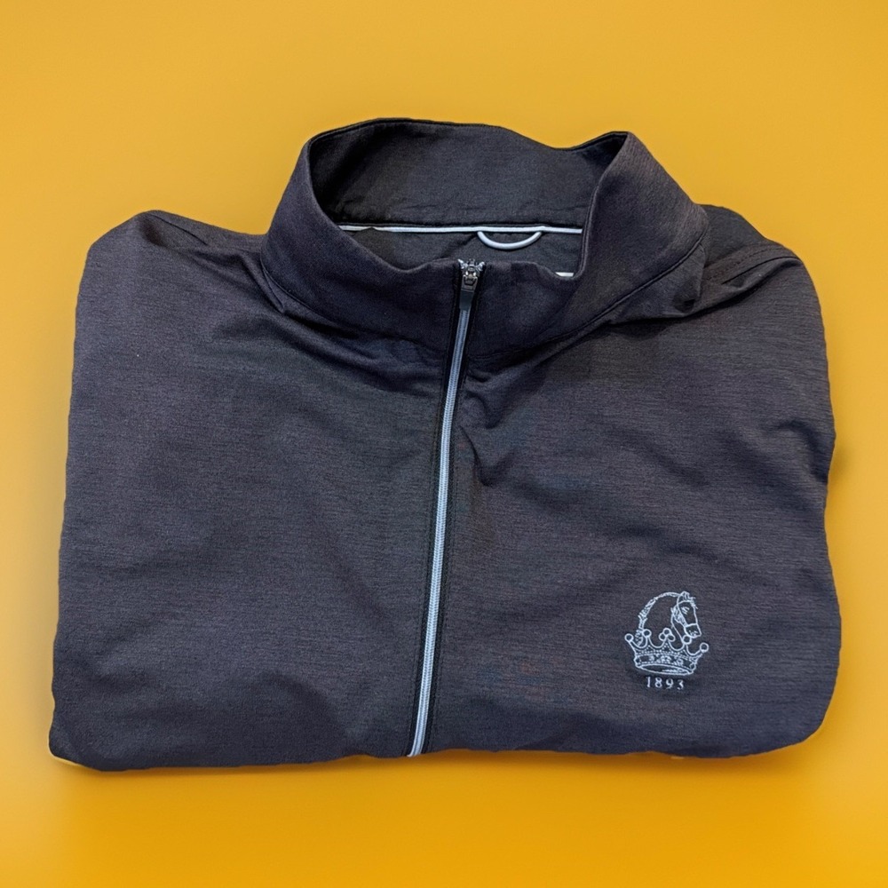 Donald Ross Quarter Zip Mens Med Performance Pullover Sweater Brown Golf Stretch